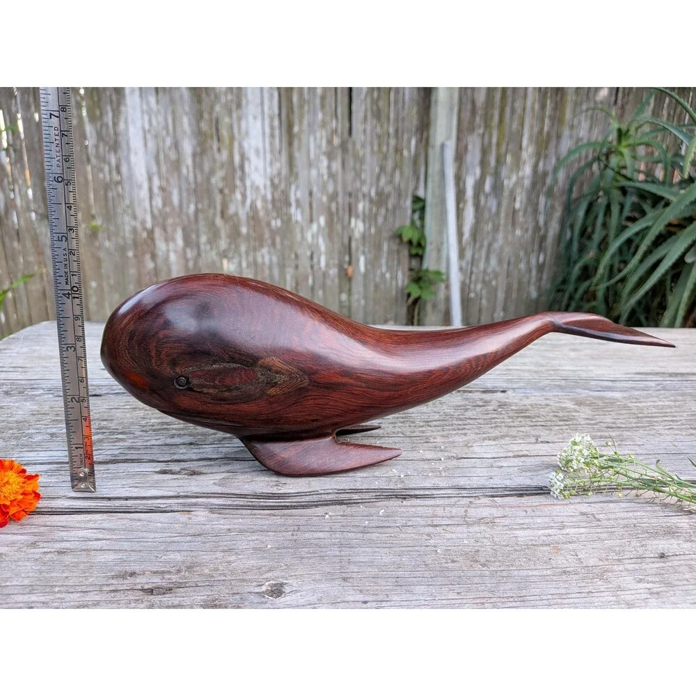 Vintage Ironwood Whale Figurine, Made In Mexico